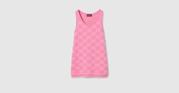 GG cotton jacquard dress in pink and light pink GUCCI UK