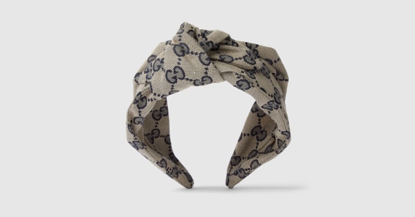 チルドレンズ〕GGキャンバス ヘアバンド ・ベージュ＆ブルー | GUCCI公式