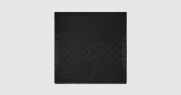 GGジャカード シルクウール ショール ・ブラック | GUCCI公式