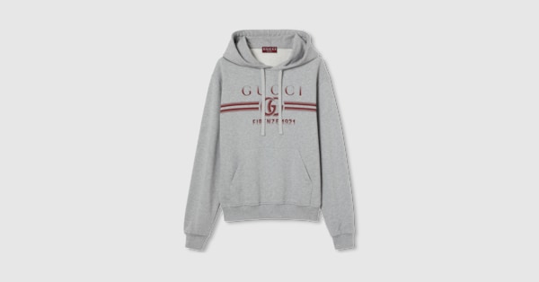 GUCCI Side Line Logo Hoodie 現行タグ グレー 大人気新品をすべて GUCCI Side Line Logo Hoodie 現行タグ