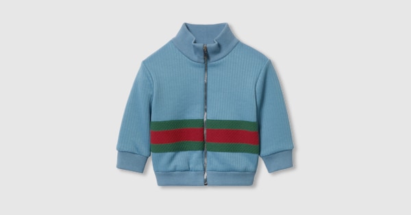 Baby jersey zip jacket in blue GUCCI Canada