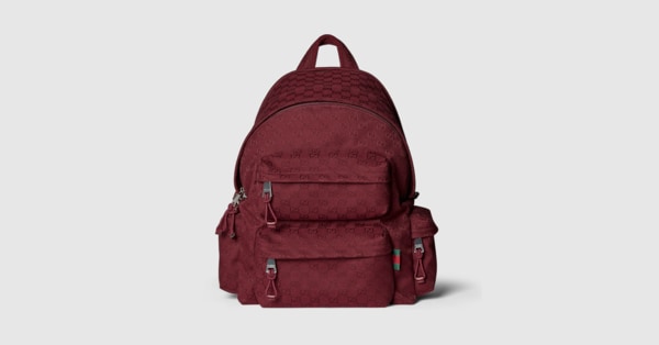 Large backpack with Gucci logo in Rosso Ancora red GG canvas