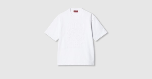エンブロイダリー付き コットンジャージー Tシャツホワイト | GUCCI公式 