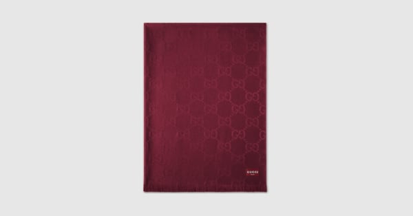 GG wool and silk blanket in Rosso Ancora red | GUCCI® US
