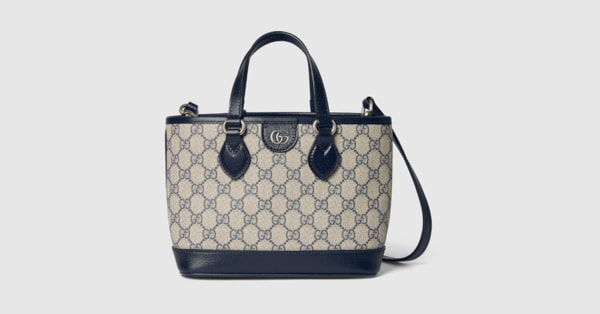 Minibolsa tote Ophidia inGG Supreme beige y azul GUCCI MX