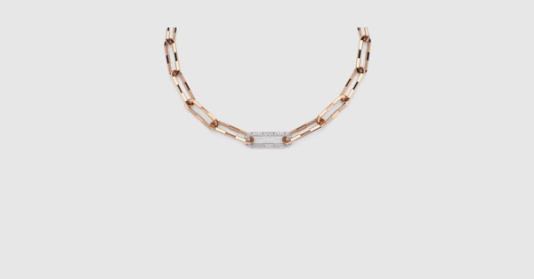 Gucci Link to Love diamond necklace in 18k mixed gold