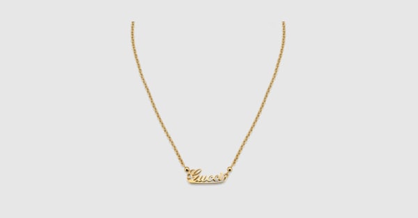 Chain necklace with Gucci script in yellow gold-toned metal