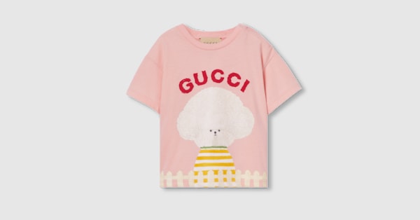 Baby printed cotton T-shirt in pink | GUCCI® US
