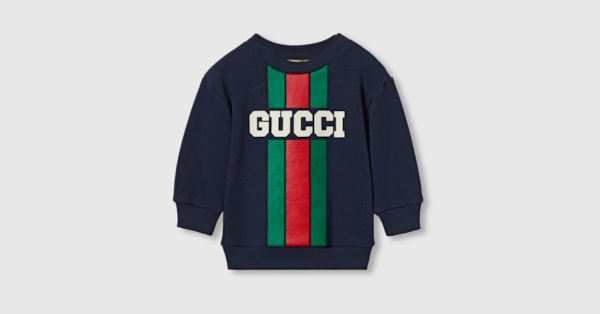 グッチ　ロンパース Baby cotton sweatshirt in dark blue | GUCCI® US