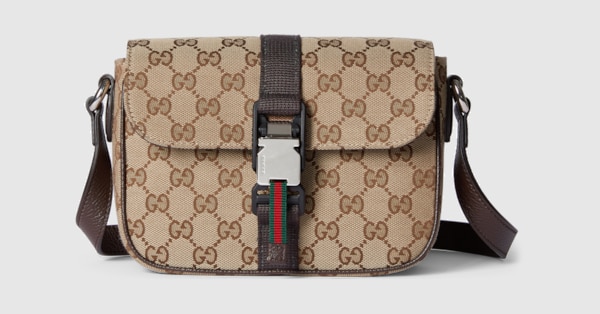 Mini GG crossbody bag in beige and ebony GG canvas GUCCI AE