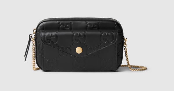 GG super mini shoulder bag in black GG leather GUCCI MX