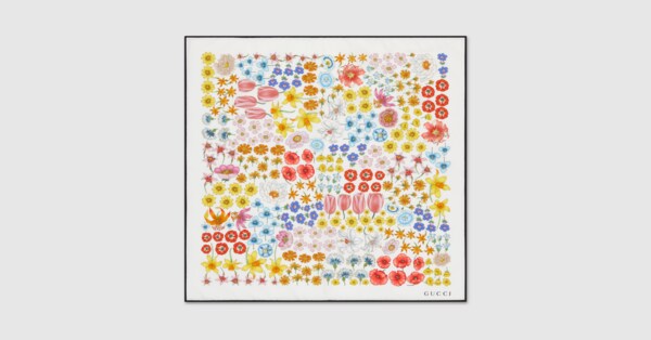 日本限定 プリント コットン ハンカチ ・ホワイト | GUCCI公式