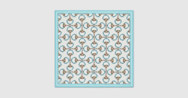 日本限定 ホースビット プリント コットン ハンカチ ・ライトブルー