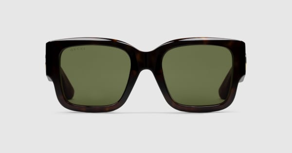 Square frame sunglasses in dark tortoiseshell | GUCCI® US