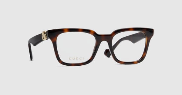 Square optical frame in dark tortoiseshell | GUCCI® US
