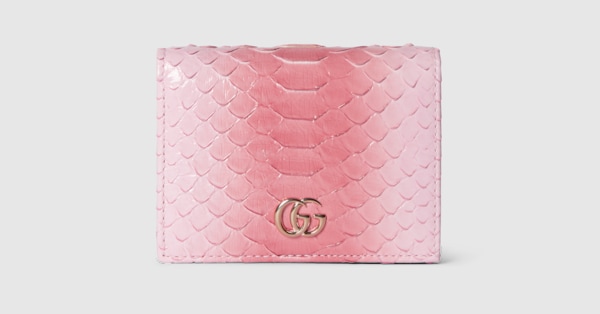 ダブルG パイソン カードケース ウォレット ・ピンク