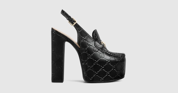 Gucci high heel loafers hotsell