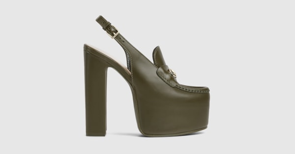Women's Horsebit platform loafer slingback in dark green