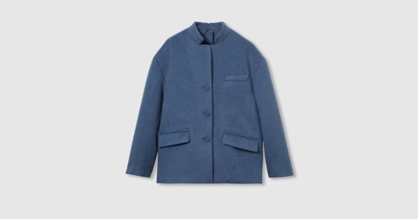 Wool mohair jacket in blue | GUCCI® US