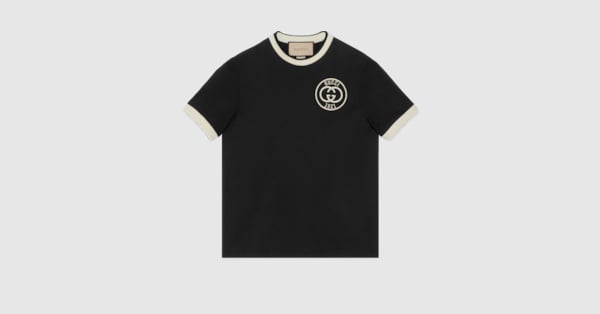 GUCCI エンブロイダリー コットンジャージー Tシャツ ・ブラック