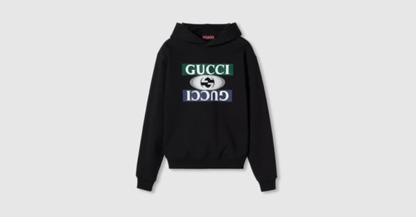 Cotton jersey hooded sweatshirt in black GUCCI US