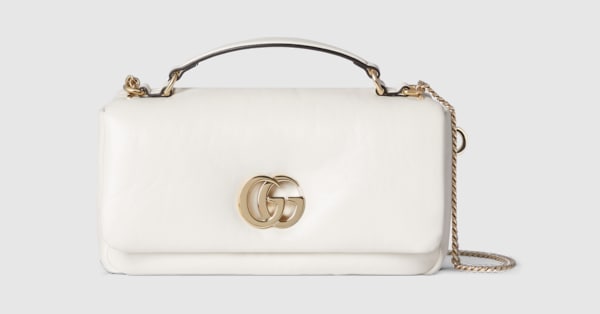 GG Milano small top handle bag in white leather | GUCCI® UK