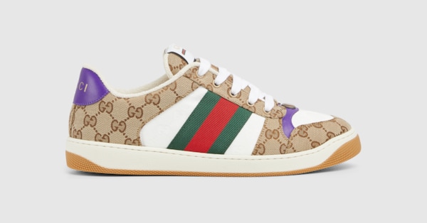 スニーカー GUCCI Men Sneakers Beige 812638FAD3U 9752 Men's Screener sneaker in beige and dark brown Original GG