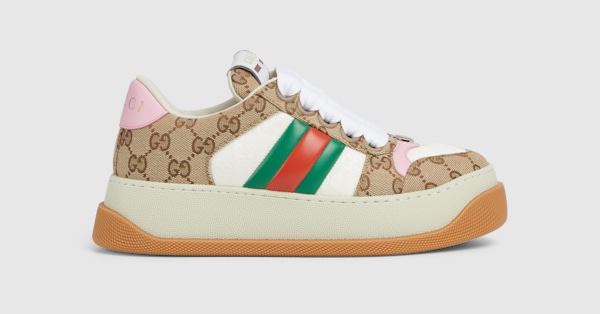 Women's GG sneaker in beige and dark brown GG canvas | GUCCI® 香港