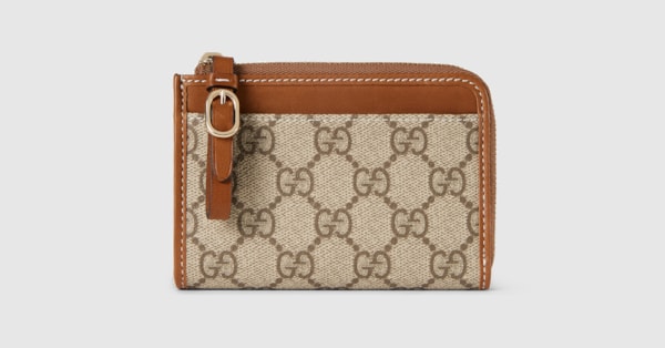 Gucci★素敵！Ophidia GG Leather Trimmed Zip Around Card Case Ophidia card case in beige and dark brown fabric | GUCCI® US
