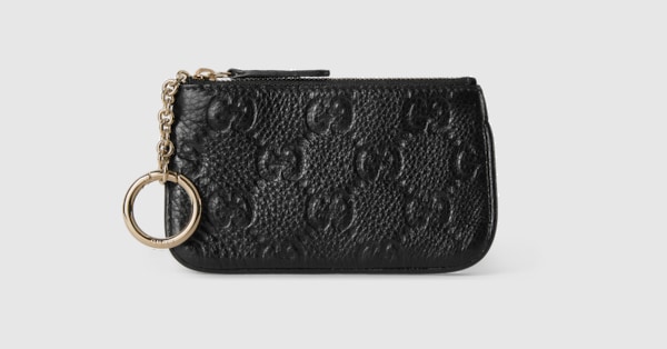 GGエンブレム〕キーポーチ ・ブラック レザー | GUCCI公式