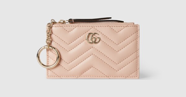 Gucci key 2024 holder GG canvas pink leather trim