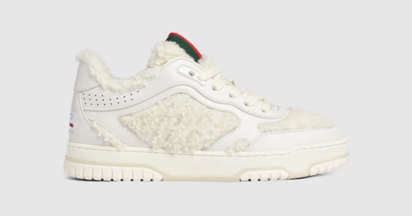 Men's Gucci Re-Web trainer in White Leather Undefined | GUCCI® SI