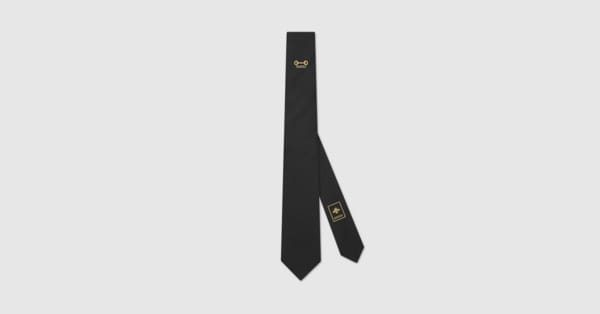 Silk jacquard tie in black | GUCCI® US