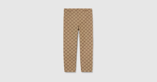 Children's GG canvas pant in camel and dark brown | GUCCI® US