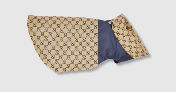 Reversible GG pet coat in beige and blue | GUCCI® US