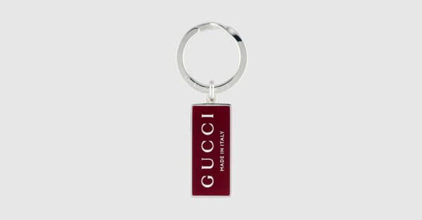 Trademark enamel keyring in 925 sterling silver | GUCCI® US