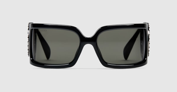 【ajgttm】オガワ グロッケ12T/C Rectangular frame sunglasses in black | GUCCI® US