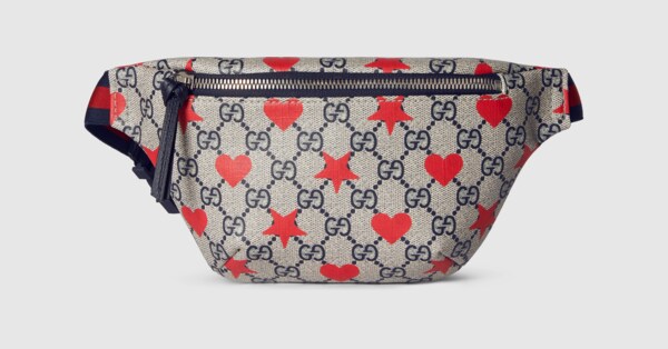Children's printed GG belt bag in beige and blue Supreme | GUCCI® US