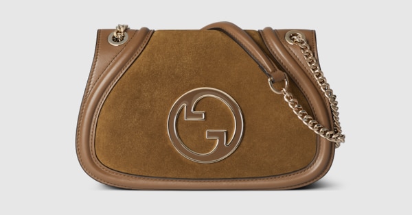 Gucci Blondie medium shoulder bag in light brown suede