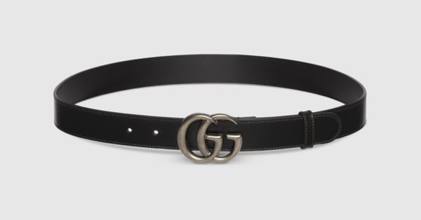 GG Marmont thin belt in black leather | GUCCI® US