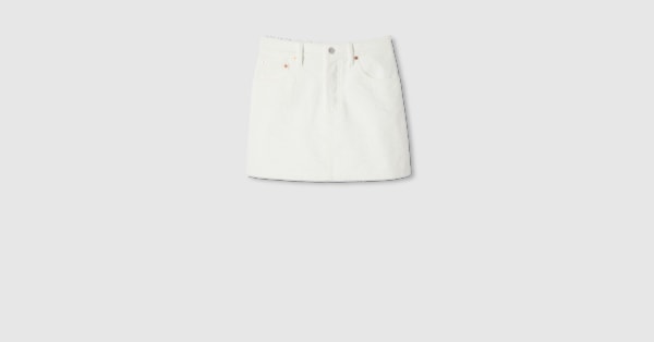 スカート GUCCI WHITE COTTON SKIRT Gucci White Women Mid Cotton Skirt Size 38 Leather & Bamboo