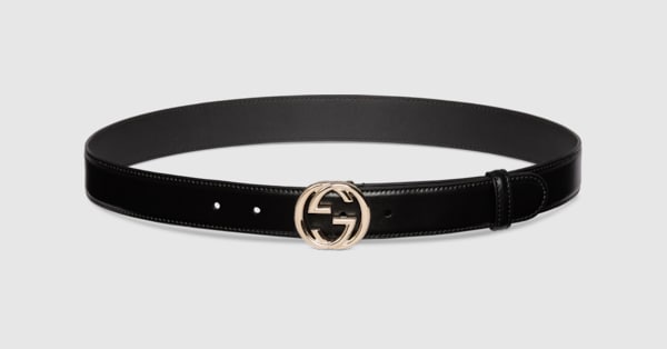 GUCCI ブラックレザーベルト 80cm　レディース GUCCI - 本物GUCCIレディースベルトグッチ黒ブラック刻印80cmの