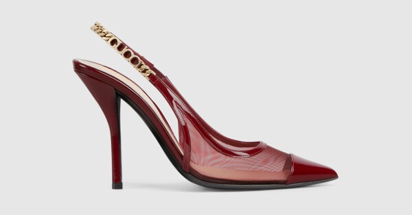 パンプス Gucci Signoria Slingback Pumps Gucci Signoria slingback pump in black patent leather