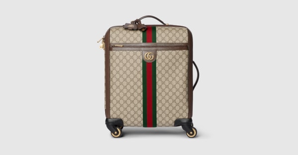 Gucci Savoy small cabin trolley in beige and ebony GG Supreme