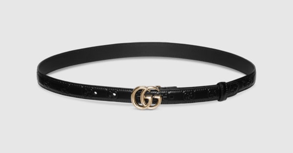 Gucci ダブルG スリムベルト　レザー　ブラック 409417_AAD5L_1000_001_100_0000
