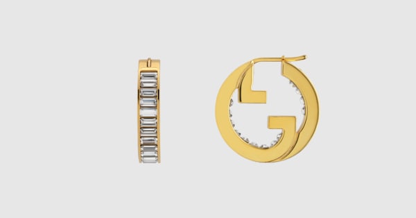 cnp⭐︎GOLDEN  スターター　38 グッチ ブロンディ〕クリスタル フープピアス ・ライトゴールド