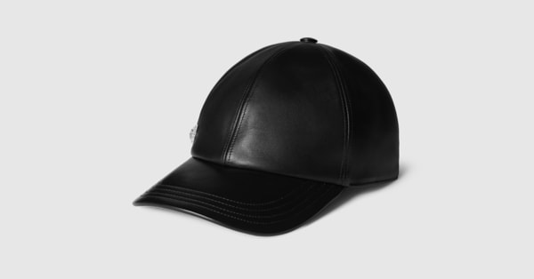 Black leather gucci hat online