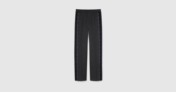 GUCCI エンブロイダリー付き ウール パンツダークグレー GUCCI エンブロイダリー付き ウール パンツダークグレー