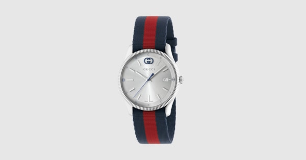 G-タイムレス〕ウォッチ（38 mm） ・ブルー＆レッド ナイロン | GUCCI公式
