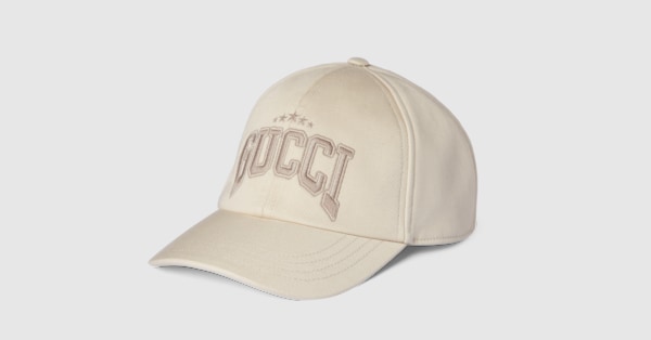 Embroidered cotton baseball hat in ivory | GUCCI® US